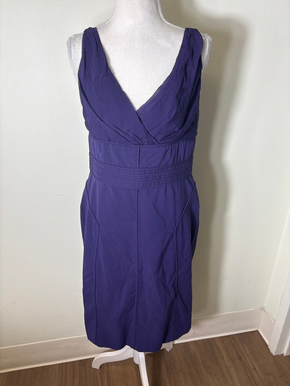 Zac Posen Dark Purple Sleeveless V-Neck Knee Length Dress Sz 12